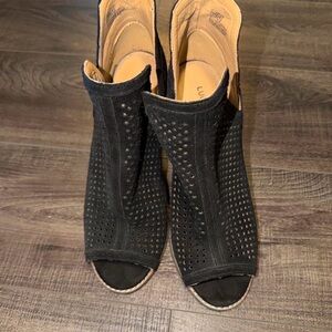 Women’s Lucky Brand Black Peep-Toe Ankle Boots